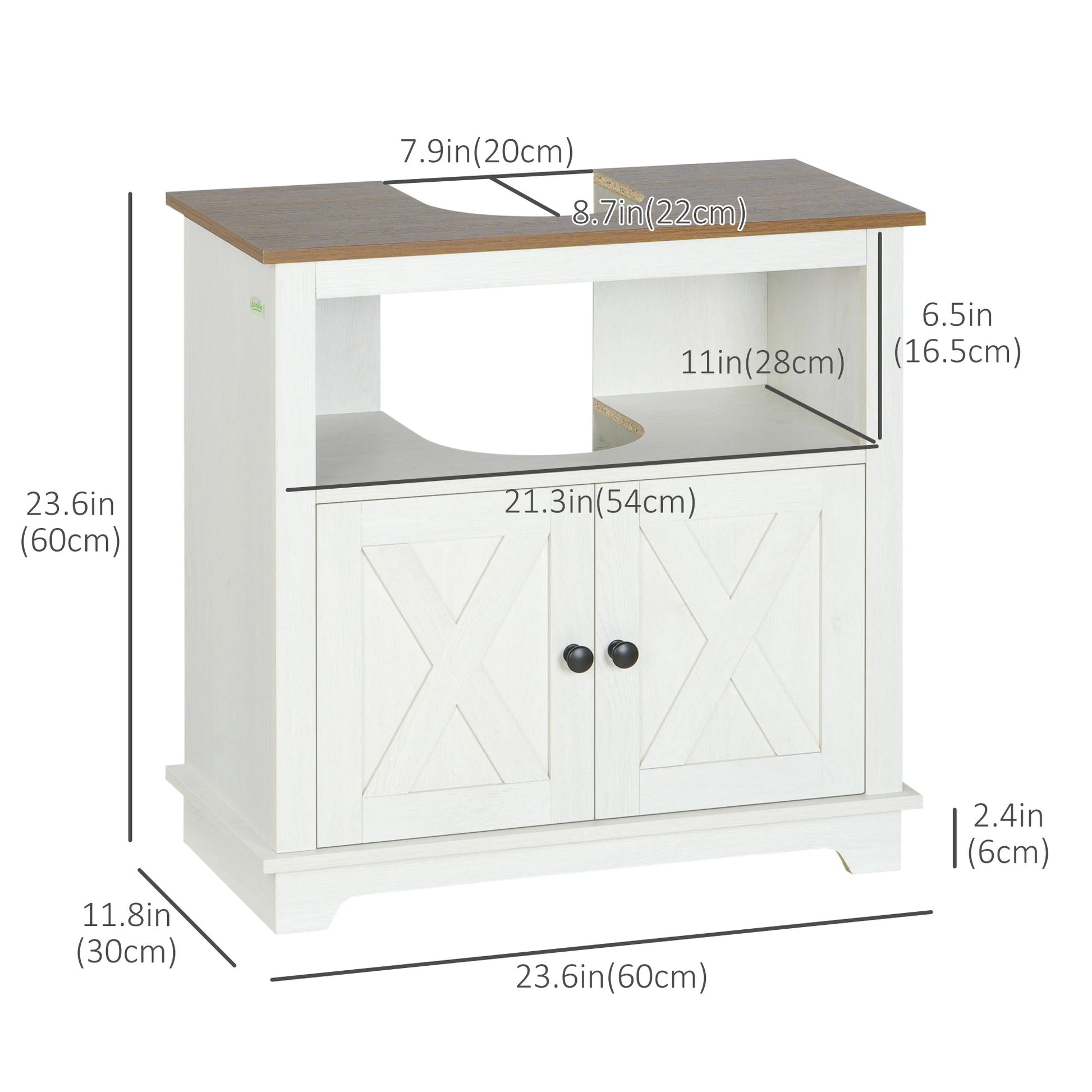 Farmhouse Bathroom Sink Cabinet, Double Door Storage, White Bathroom Cabinets at Gallery Canada