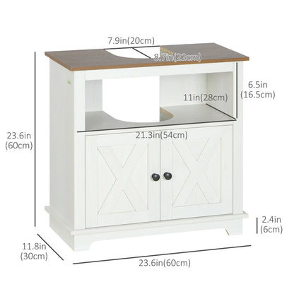 Farmhouse Bathroom Sink Cabinet, Double Door Storage, White Bathroom Cabinets at Gallery Canada