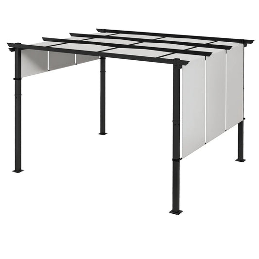 10' x 12' Metal Pergola With Retractable Canopy, For Garden Patio Pergolas Light Grey at Gallery Canada