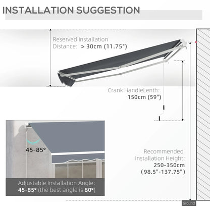 10' x 8' Retractable Awning, Sunshade Canopy for Patio, Dark Grey Patio Awnings at Gallery Canada