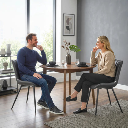 PU Leather Dining Chairs Set of 2, Steel Legs, Black Dining Chairs at Gallery Canada