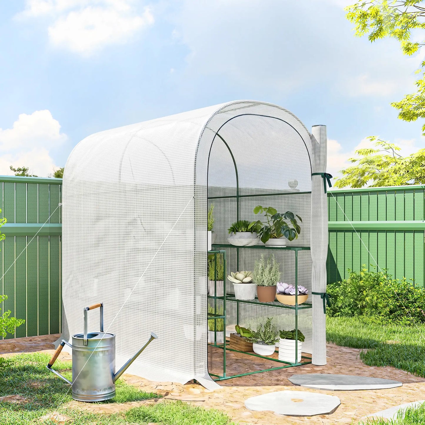 Walk-in Mini Greenhouse With Shelves, Portable Outdoor, 123 x 187 x 189 cm, White Greenhouses at Gallery Canada