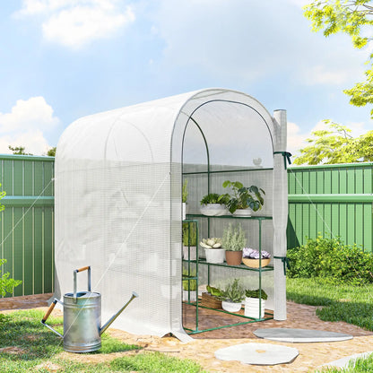 Walk-in Mini Greenhouse With Shelves, Portable Outdoor, 123 x 187 x 189 cm, White Greenhouses at Gallery Canada