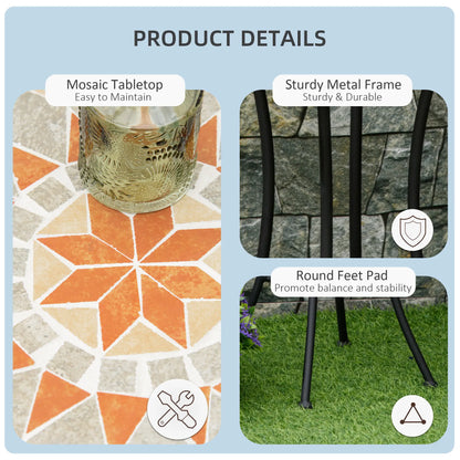 Round Mosaic Patio Table, Metal Frame, Outdoor Garden Furniture, Yellow Grey Patio Side Tables at Gallery Canada