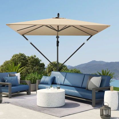 Patio Offset Umbrella, UPF 50+ UV Protection, Crank Parasol With Base, Khaki Offset Cantilever Umbrellas at Gallery Canada