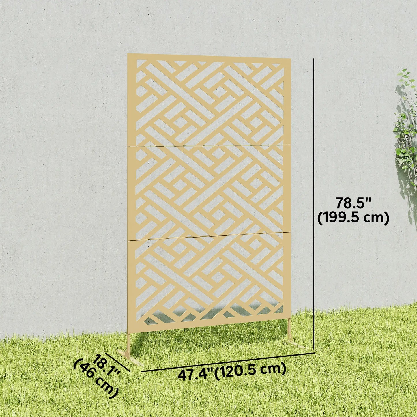 Metal Outdoor Privacy Screen, Freestanding Divider, 79" x 47", Gold Side Awnings at Gallery Canada