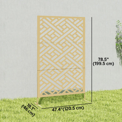 Metal Outdoor Privacy Screen, Freestanding Divider, 79" x 47", Gold Side Awnings at Gallery Canada