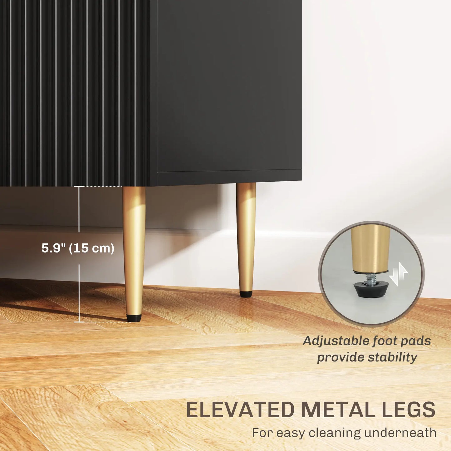 Modern Kitchen Storage Cabinet, 3 Drawers, Adjustable Shelves, Black Bar Cabinets at Gallery Canada