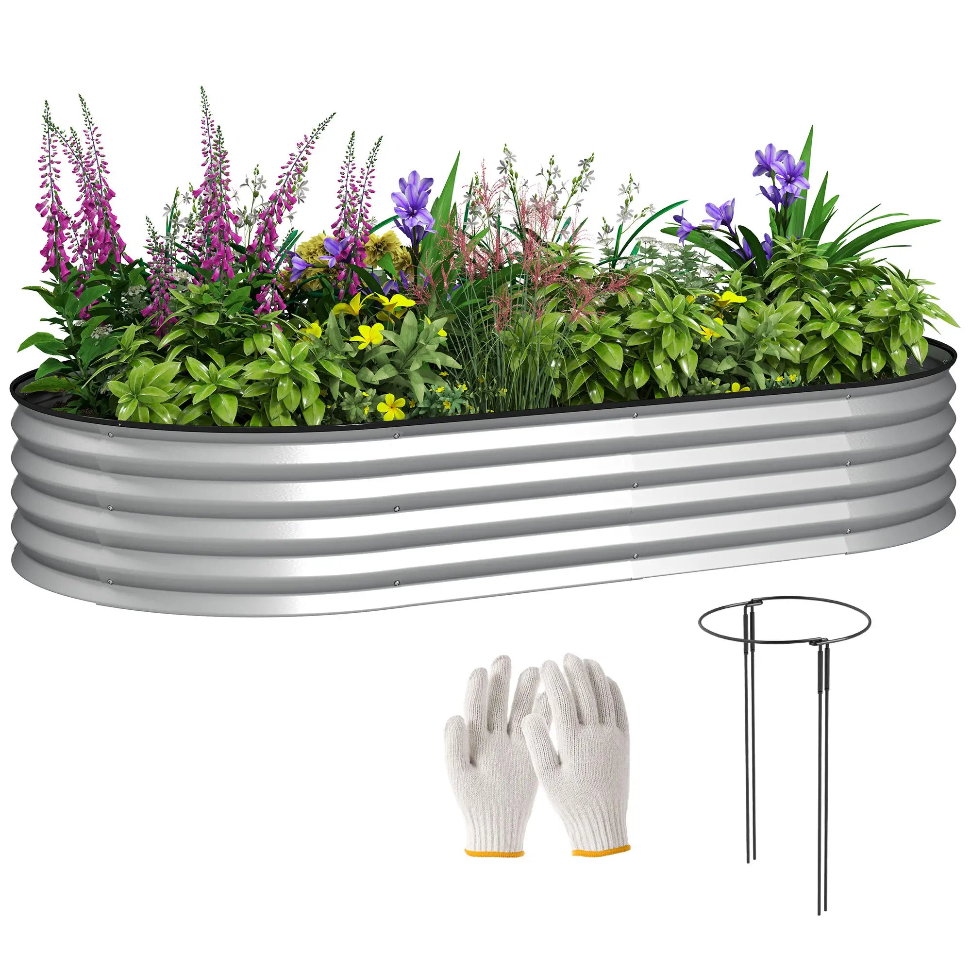 6' x 3' x 1' Galvanized Raised Garden Bed, Metal Plant Stake, Silver Raised Garden Beds at Gallery Canada