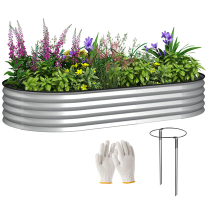 6' x 3' x 1' Galvanized Raised Garden Bed, Metal Plant Stake, Silver Raised Garden Beds at Gallery Canada