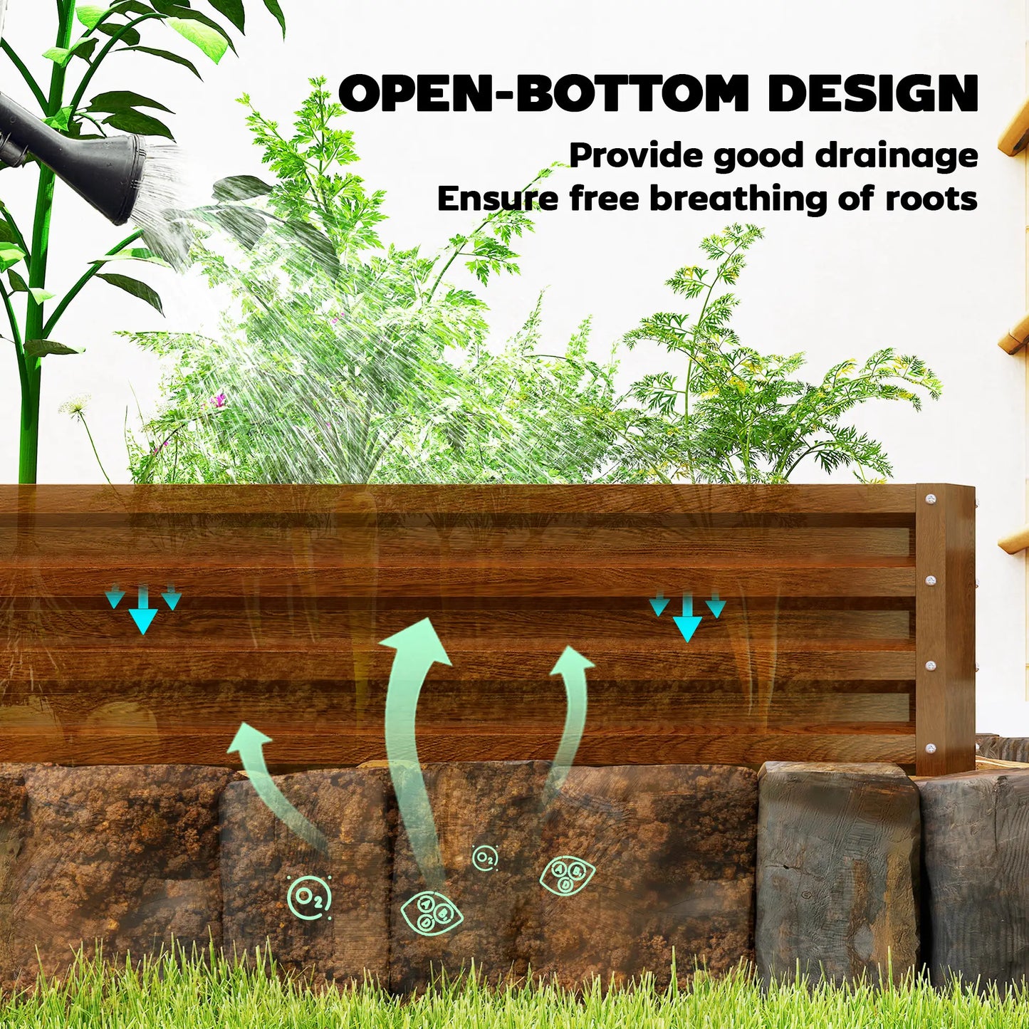 Galvanized Raised Garden Beds, Set of 2, Wood Effect, Brown Galvanized Planter Boxes at Gallery Canada