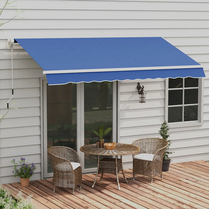 12' x 10' Manual Retractable Awning, Adjustable Sunshade, Dark Blue Patio Awnings at Gallery Canada