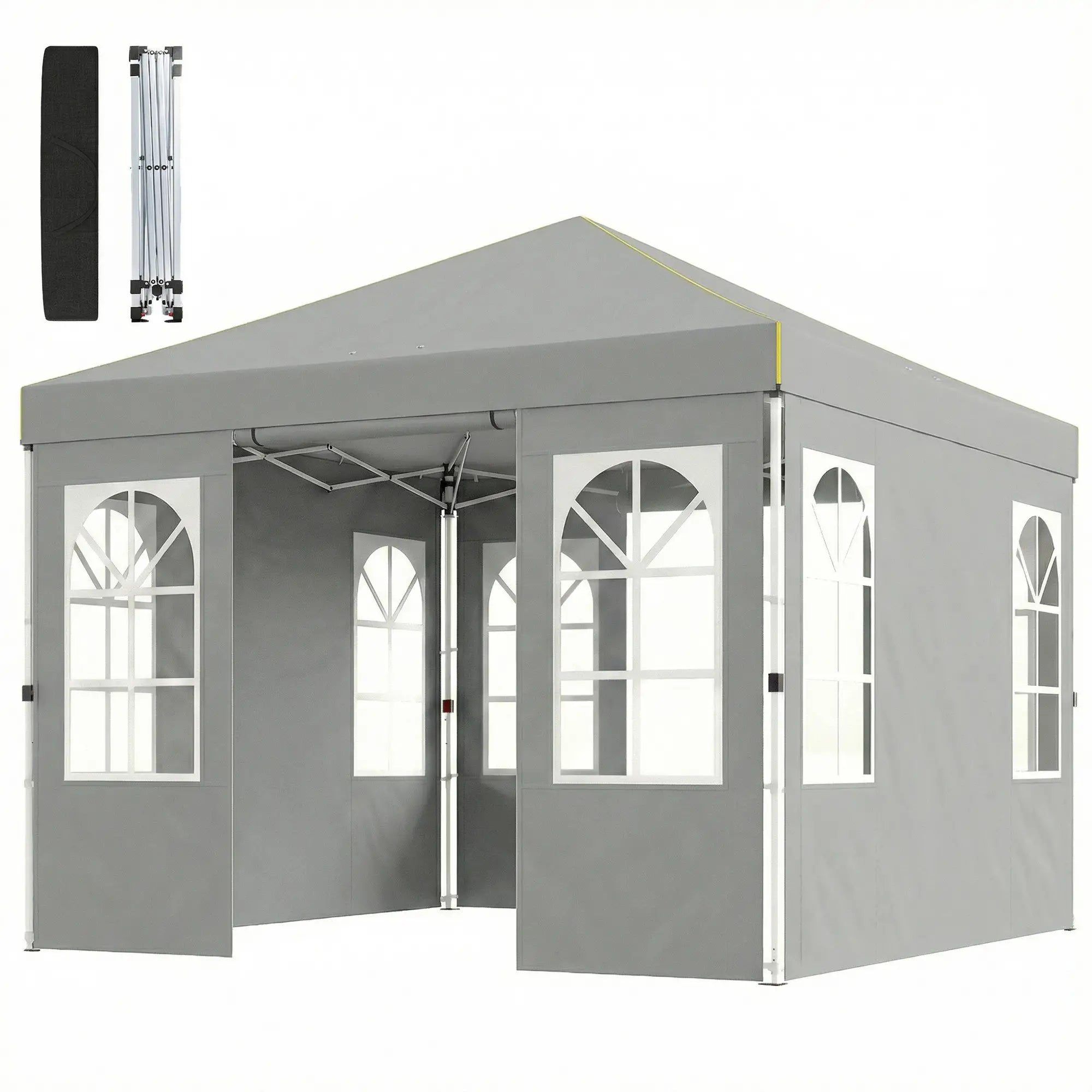 9.6 x 9.6 ft Pop Up Canopy Tent, 4 Sidewalls, UPF 50+, Light Grey Pop Up Canopies Light Grey, White at Gallery Canada