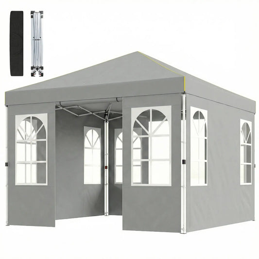 9.6 x 9.6 ft Pop Up Canopy Tent, 4 Sidewalls, UPF 50+, Light Grey Pop Up Canopies Light Grey, White at Gallery Canada