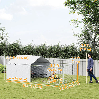 Galvanized Steel Dog Kennel, Outdoor, Waterproof UV-Resistant Cover, Large Dogs, 13.1' x 7.5' x 4.9' Houses, Kennels & Pens at Gallery Canada