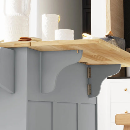 Kitchen Island on Wheels, Drop Leaf Cart with Drawers, Grey Kitchen Islands & Kitchen Carts at Gallery Canada