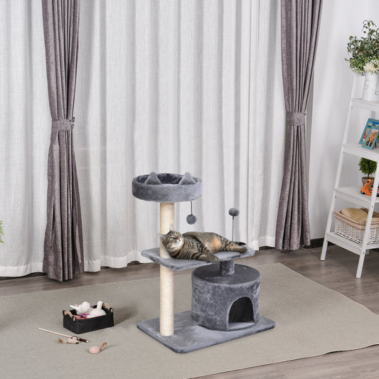81cm/32" Multi-level Cat Tree Scratcher Kitty Activity Center,Condo, Perch, Jumping Platforms,Toys Grey - Gallery Canada