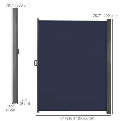 118" x 79" Outdoor Folding Privacy Screen, Retractable Side Awning, UV Wind Resistant, Dark Blue Side Awnings at Gallery Canada