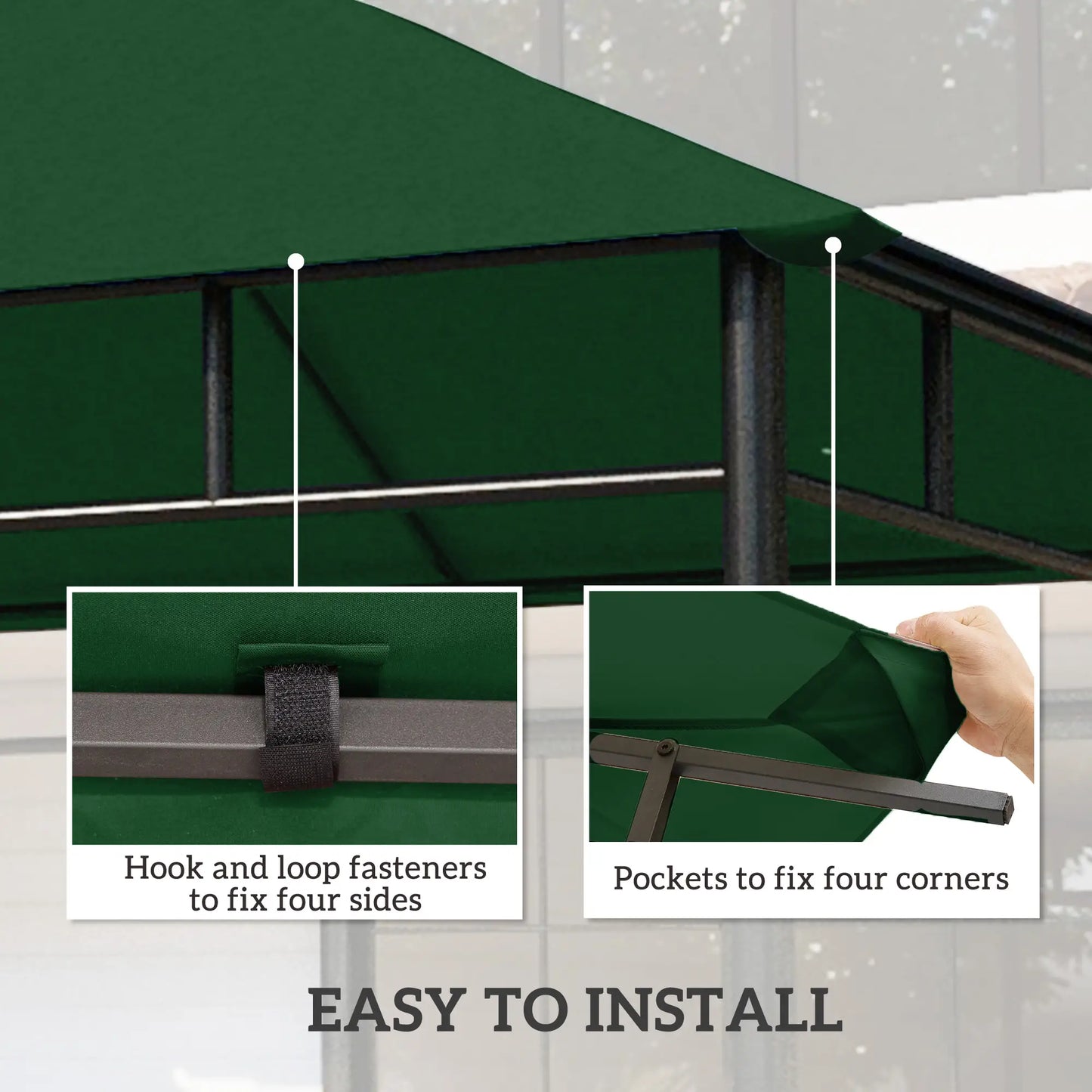 10' x 10' Gazebo Canopy, UV Protected Sun Shade, Green Gazebo Canopy Replacement at Gallery Canada