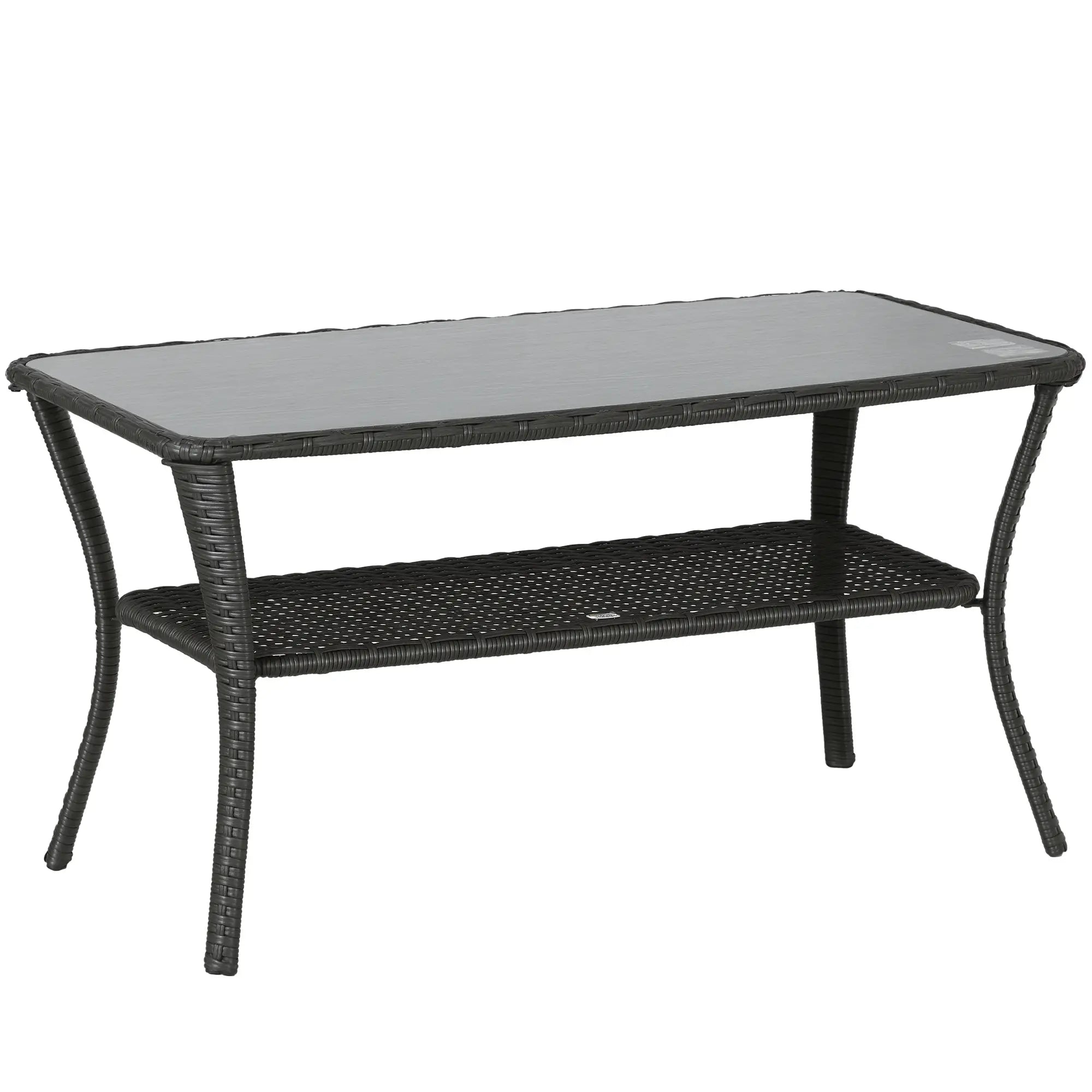 Outdoor PE Rattan Coffee Table with Storage, Glass Top, Black Patio Dinning Tables at Gallery Canada
