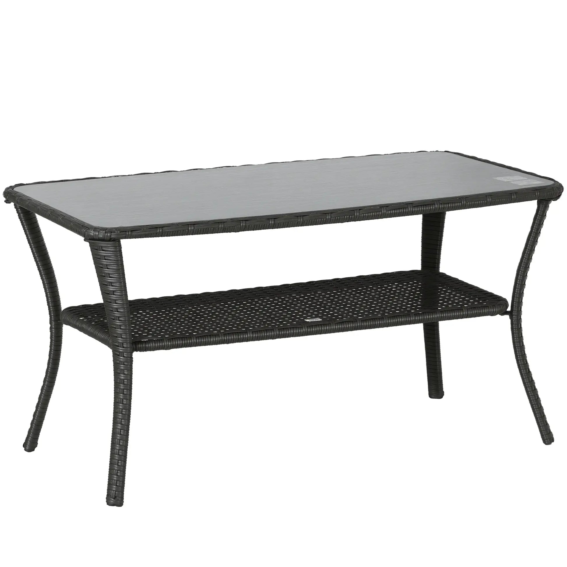 Outdoor PE Rattan Coffee Table with Storage, Glass Top, Black Patio Dinning Tables at Gallery Canada
