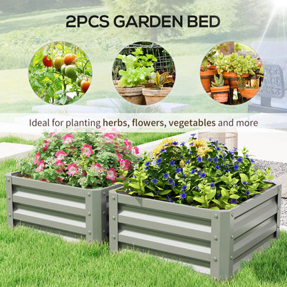 2' x 2' x 1' Raised Garden Bed, Galvanised Steel Frame, Light Grey Raised Garden Beds at Gallery Canada
