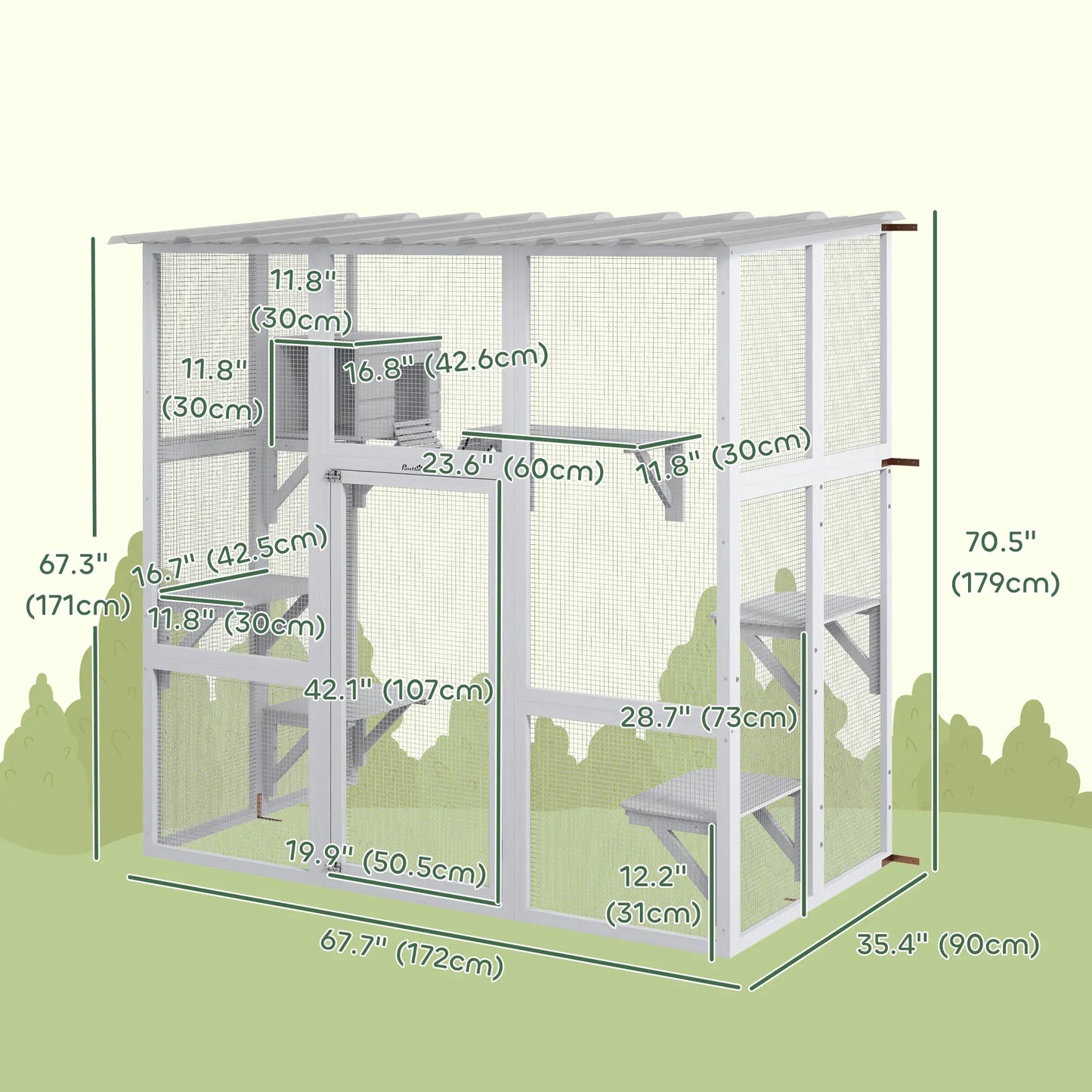 Outdoor Cat Enclosure, Window Box, Weatherproof Roof, Bridge, Resting Box, Platforms, for 2 Kittens, White Outdoor Cat Enclosures at Gallery Canada