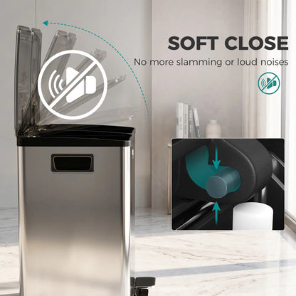 Dual Garbage Bin, Soft Close Trash Can, 2 x 20 Liter, Silver Household Supplies at Gallery Canada