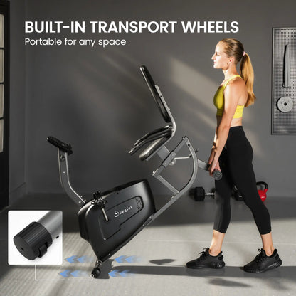 Recumbent Exercise Bike, 8-Level Magnetic Resistance, LCD Monitor, Heart Rate Handle, Adjustable Seat Exercise & Stationary Bikes at Gallery Canada