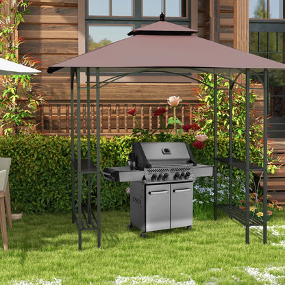 8' x 5' Grill Gazebo, Double Tiered Tent Pavilion, Garden Sun Shade BBQ Grill Gazebos at Gallery Canada