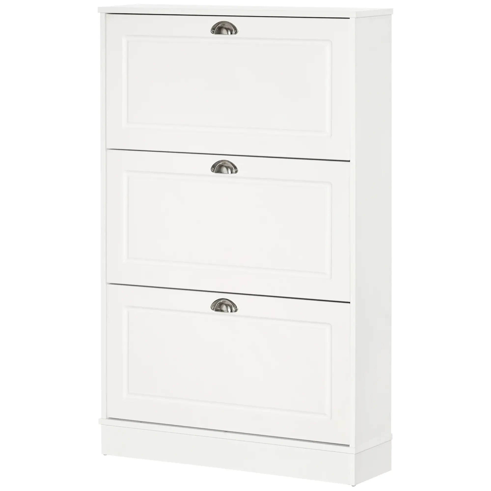 Shoe Cabinet, 3 Flip Drawers, Narrow, Holds 12 Pairs, White Shoe Storage Cabinets & Racks at Gallery Canada