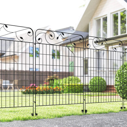 Panneaux de clôture de jardin en métal extérieur, barrière pour animaux, pack de 4, vignes carrées
