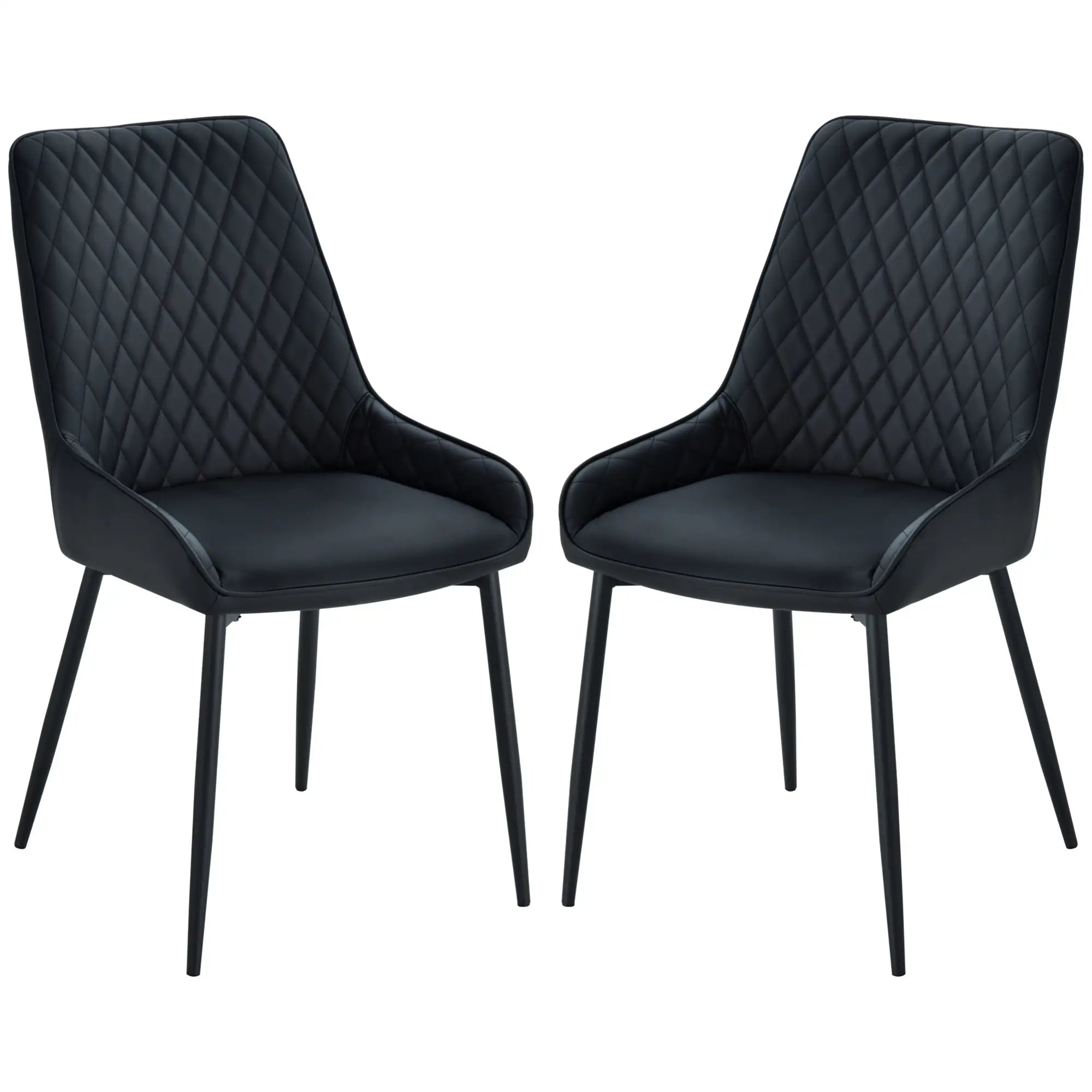 Modern Dining Chairs Set of 2, PU Leather, Metal Legs, Black Bar Stools at Gallery Canada