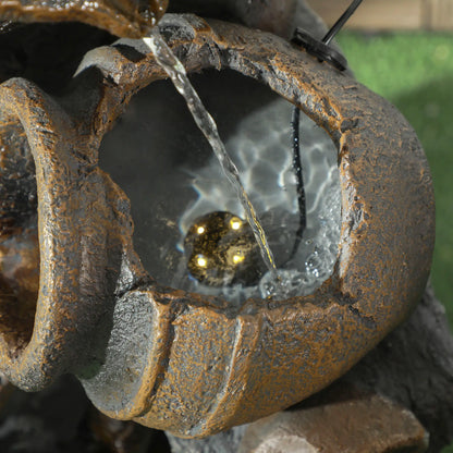 28.3" Solar Water Fountain, 4-Tier Resin Cascading Jars with LED Lights Water Fountains at Gallery Canada