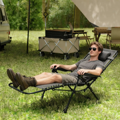 Folding Zero Gravity Chair, 5-Position Adjustable Outdoor Recliner, Black Lounger Chairs at Gallery Canada