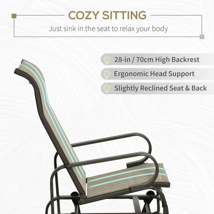 Patio Glider with Mesh Fabric, Outdoor Rocking Chair, Brown Flaxen, Brown Outdoor Gliders at Gallery Canada