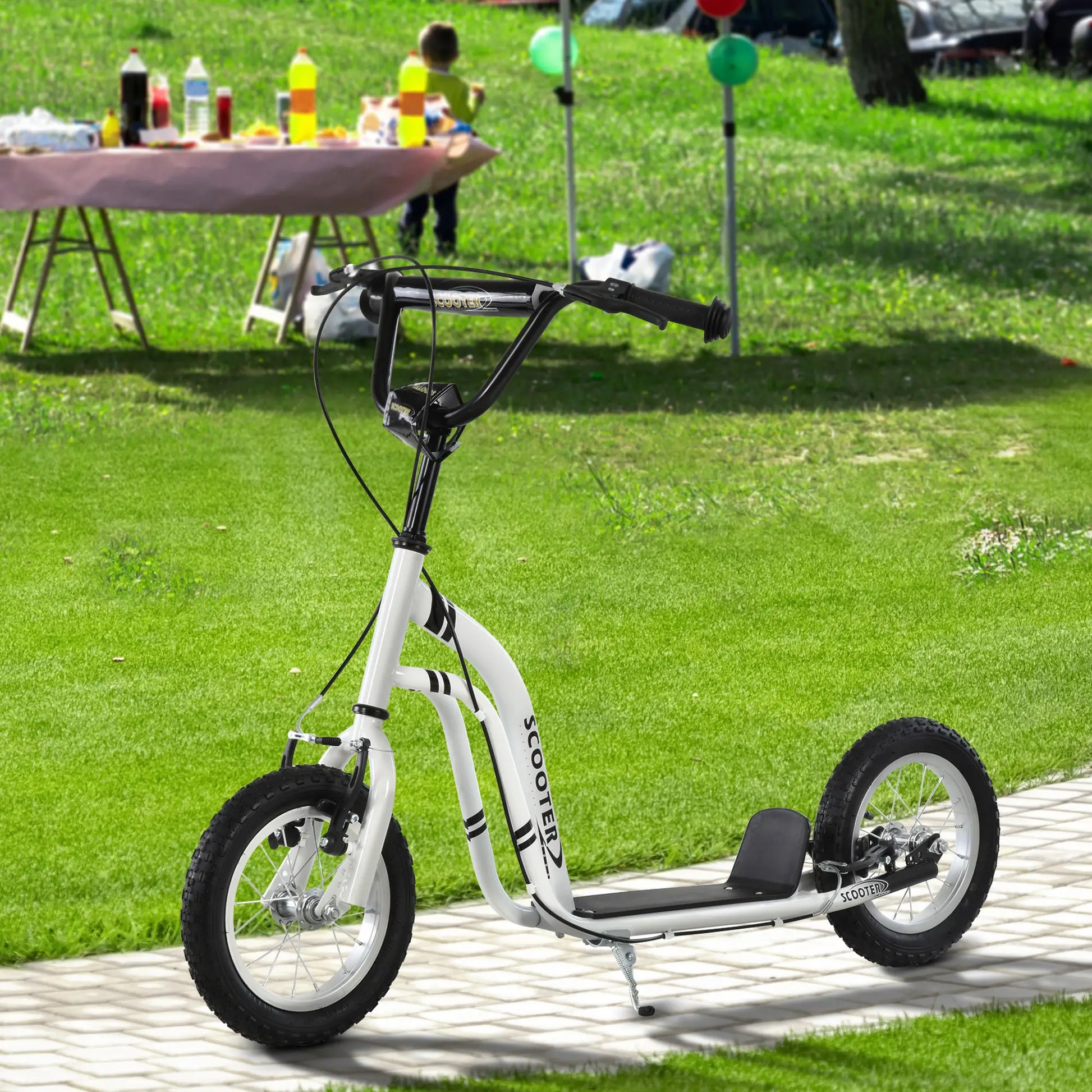 Dual Brakes Kick Scooter, 12-Inch Inflatable Wheel, Age 5+, White Scooters at Gallery Canada