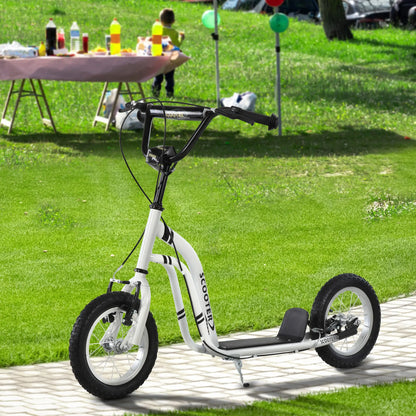 Dual Brakes Kick Scooter, 12-Inch Inflatable Wheel, Age 5+, White Scooters at Gallery Canada