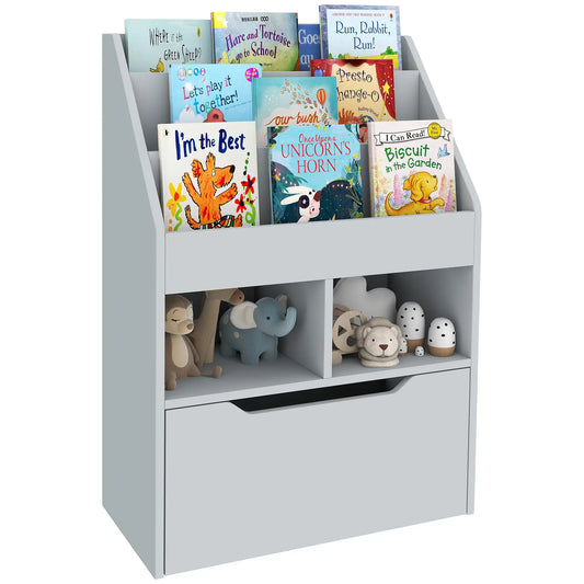 Kids Bookcase, Multi-Shelf Organizer with Drawer, Grey Baby & Kids Storage Grey at Gallery Canada