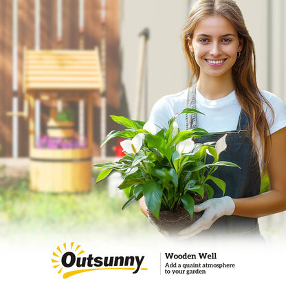 Wood Wishing Well Planter, Hanging Bucket, Drainage Hole, Orange Garden Decor at Gallery Canada