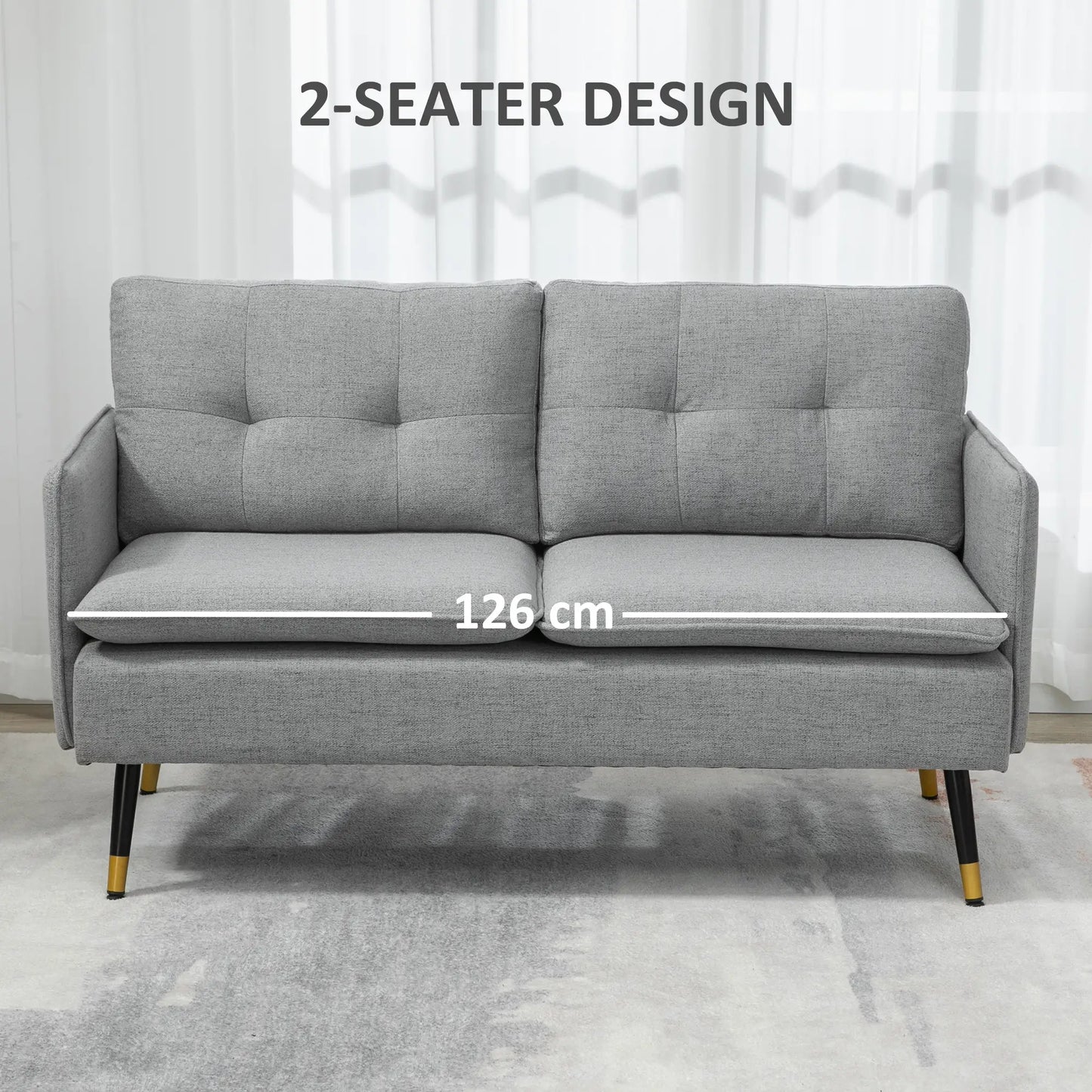 55" Loveseat Sofa, Modern Upholstered Small Couch, Grey 2-Seater Sofas at Gallery Canada