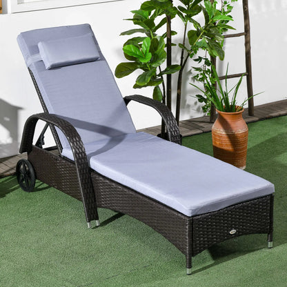 Outdoor Lounger, Deck Lounge Chair, 5-Level Adjustable, Silver Grey, Deep Coffee Chaise Loungers at Gallery Canada