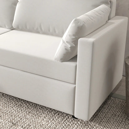 Modern 3 Seater Sofa, 77" Upholstered Couch, Cream White 3-Seater Sofas at Gallery Canada