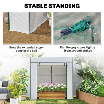 Walk-In Tomato Greenhouse, Lean-To, Reinforced PE Cover, Roll-Up Door, Mesh Windows, White Greenhouses at Gallery Canada