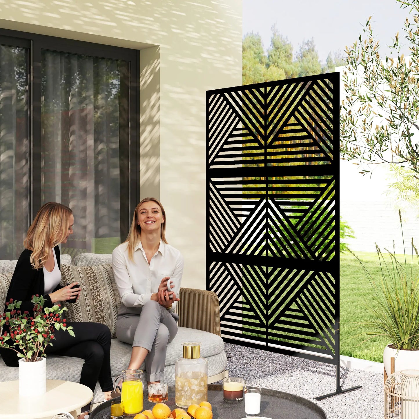 Metal Outdoor Privacy Screen, 78" x 48", Black Side Awnings at Gallery Canada