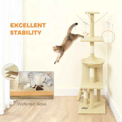 53 Inch Cat Tree Tower, Kitten Activity Centre, Beige Cat Towers at Gallery Canada