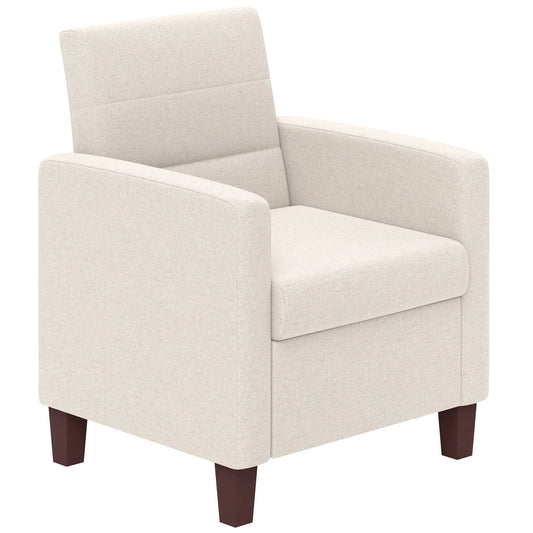 Modern Fabric Accent Chair, Seat Cushion, Non-Slip Pads, Cream White Accent Chairs Cream at Gallery Canada