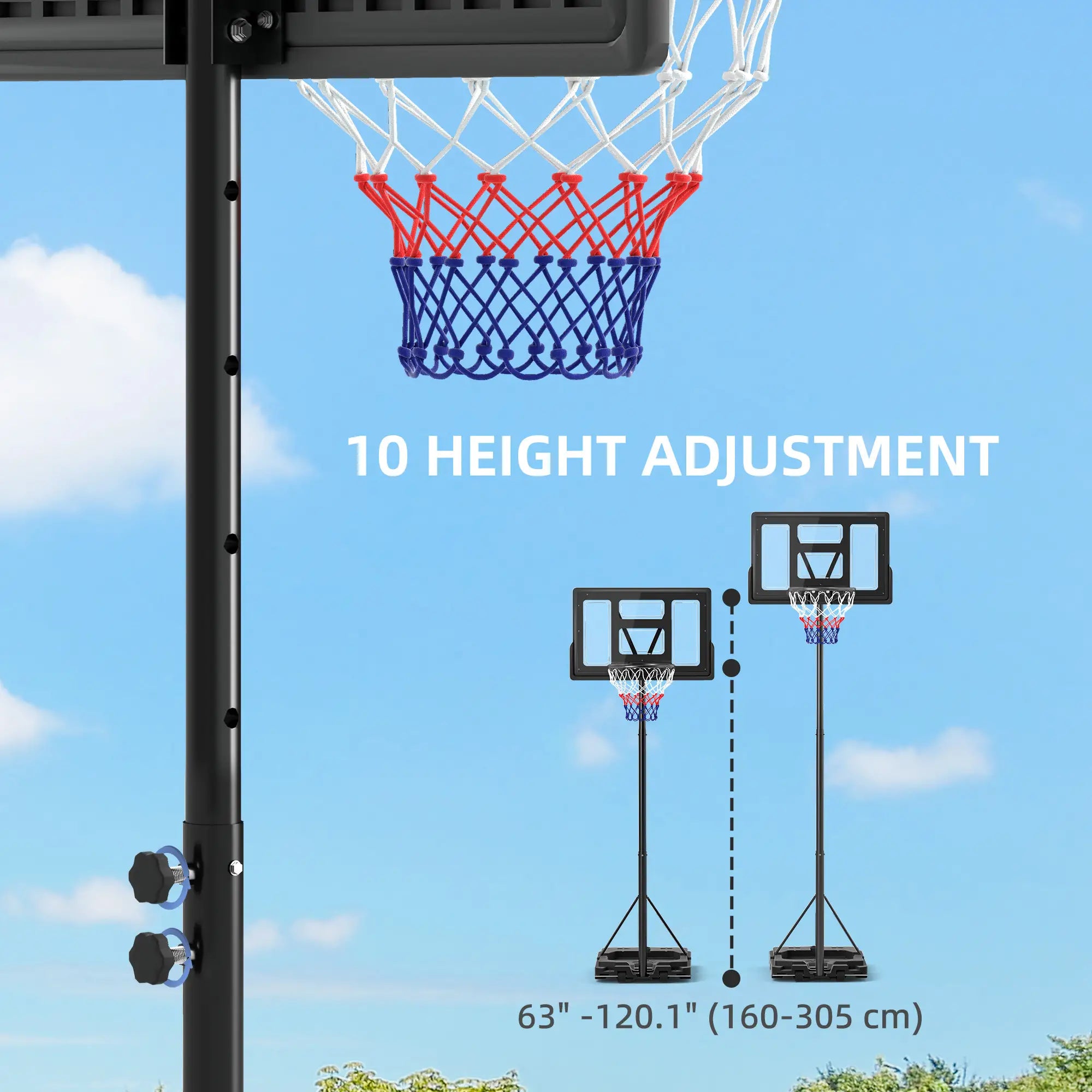 Portable Basketball Hoop, 7.5-10ft, 43