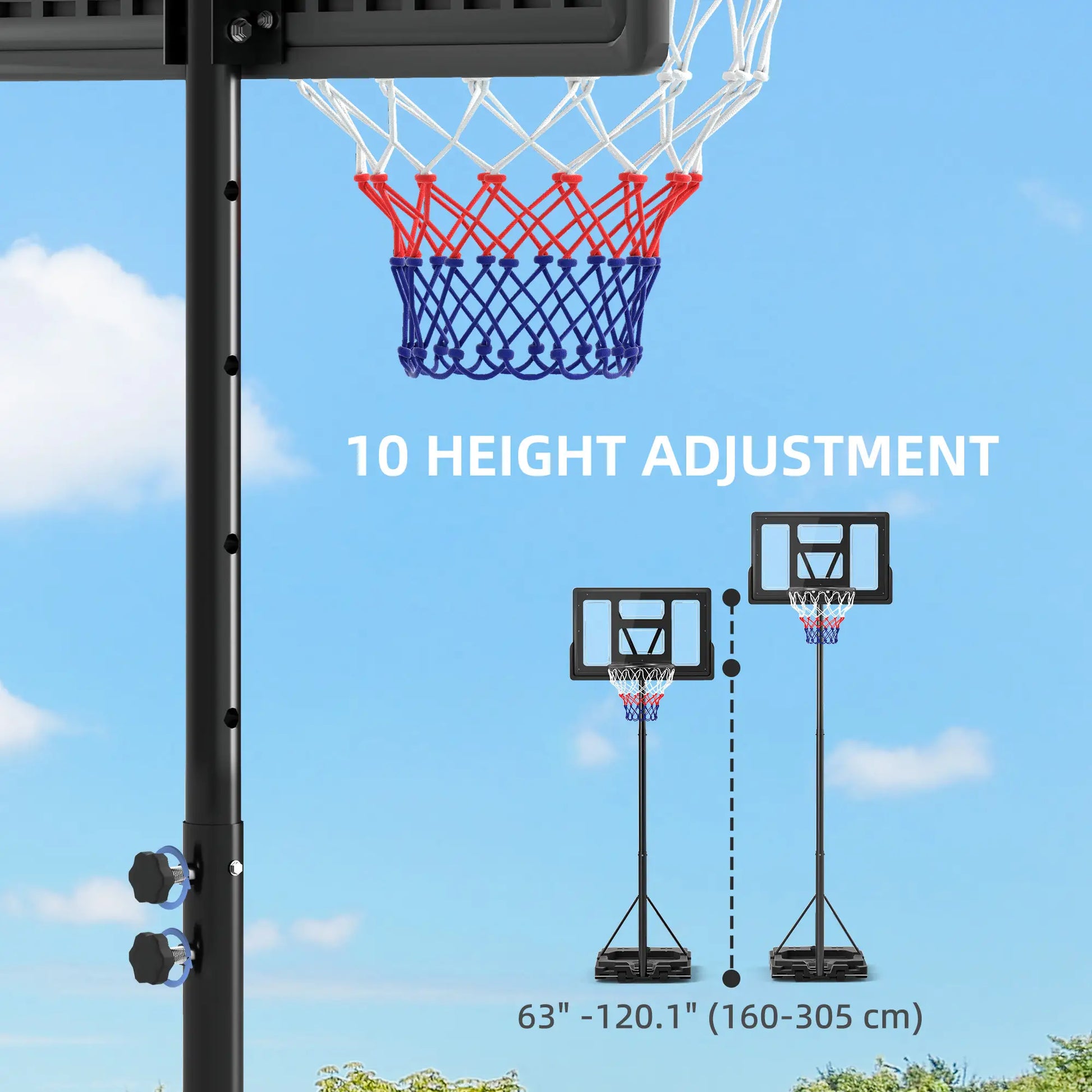 Portable Basketball Hoop, 7.5-10ft, 43" Backboard, Wheels, for Teens Adults Basketball at Gallery Canada