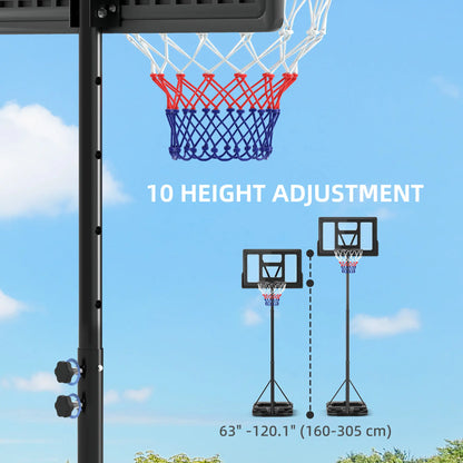 Portable Basketball Hoop, 7.5-10ft, 43" Backboard, Wheels, for Teens Adults Basketball at Gallery Canada